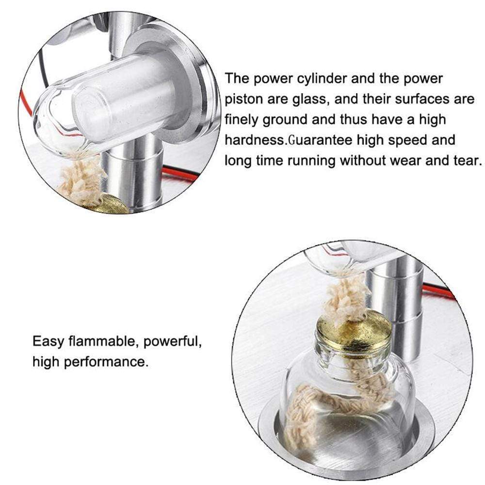 Hot Air Stirling Engine Generator Model with LED Light Physics Science Gift