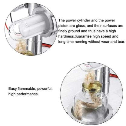 Hot Air Stirling Engine Generator Model with LED Light Physics Science Gift
