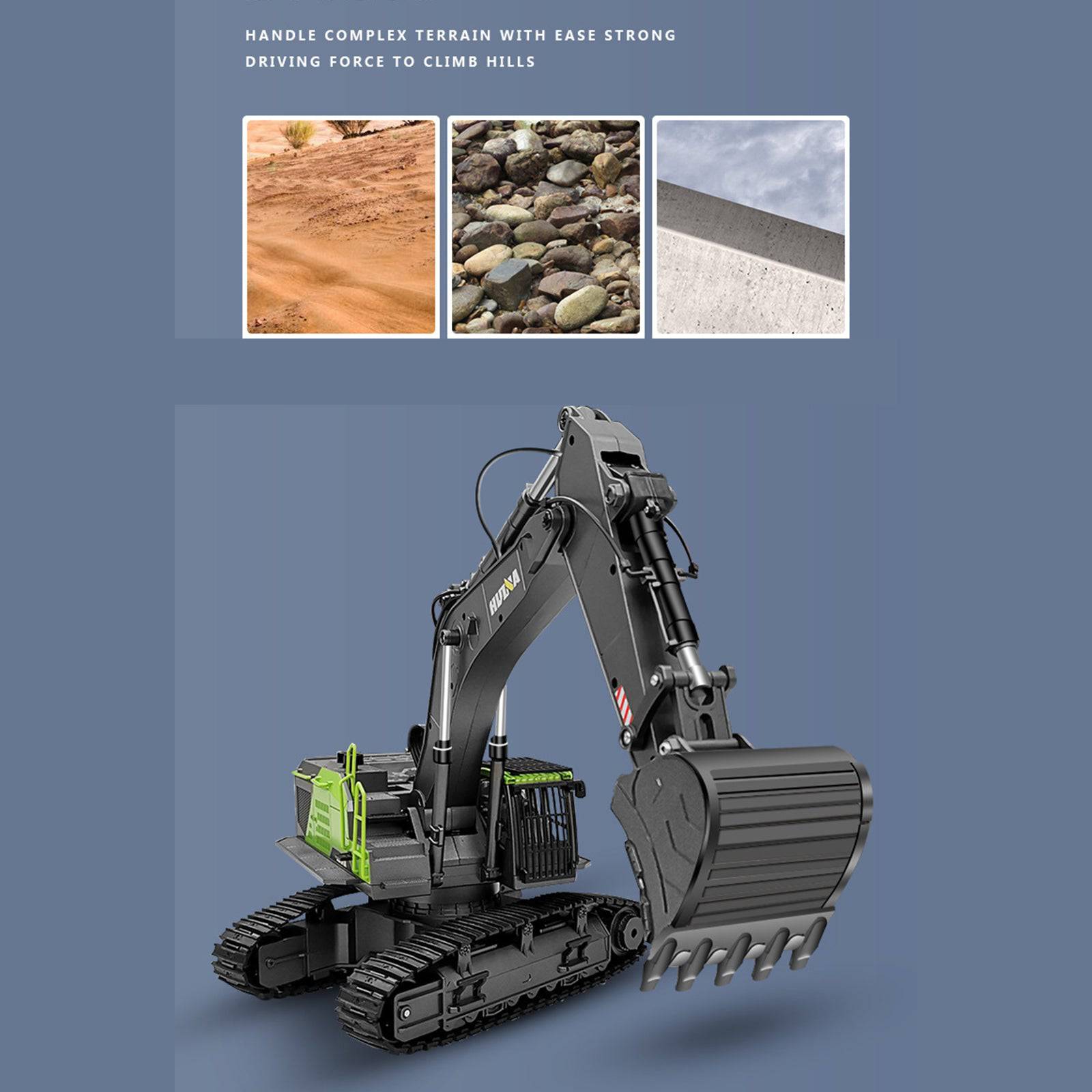 Huina 1/14 Scale 22CH RC Excavator with Alloy Bucket 2.4G Remote Control Construction Vehicle Toy