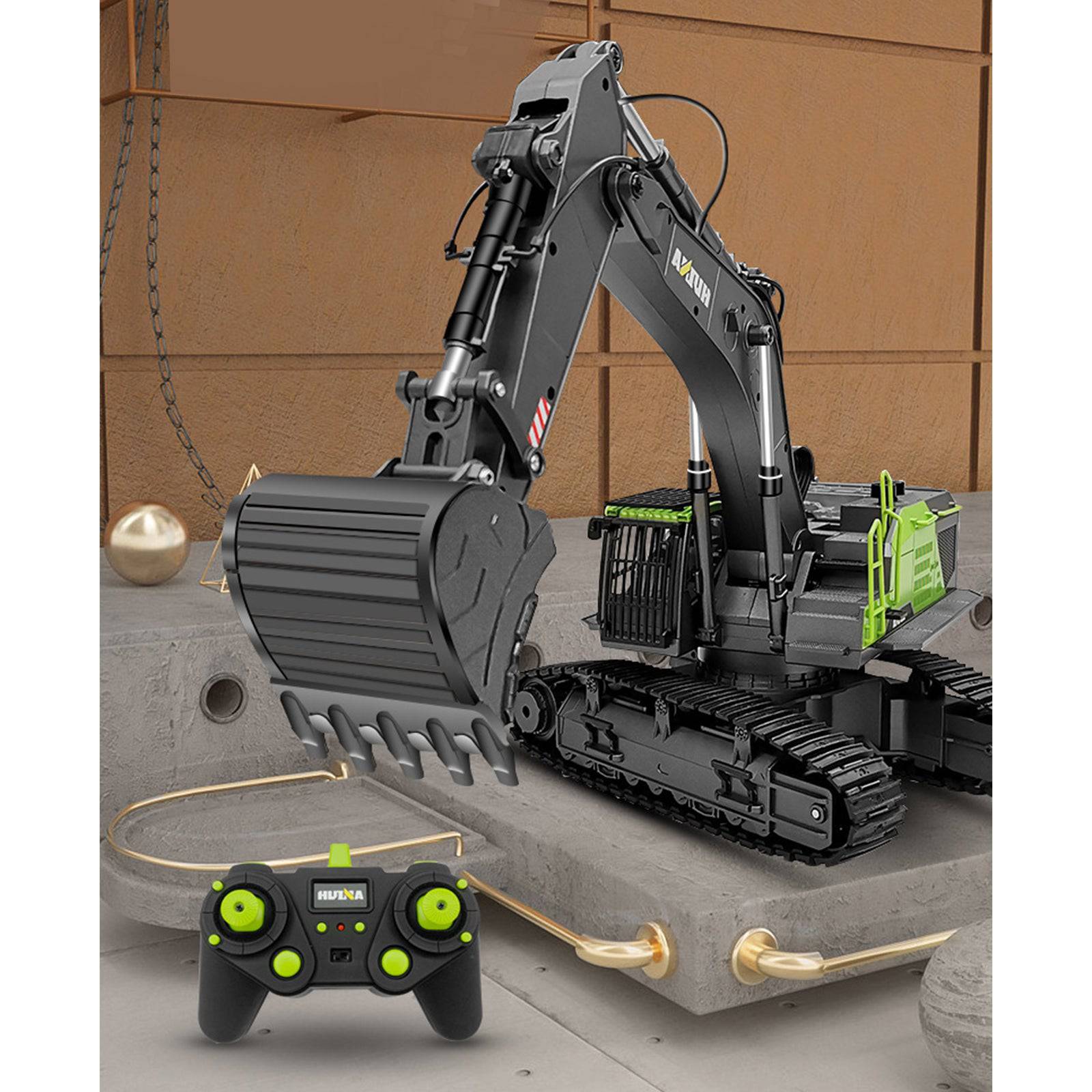 Huina 1/14 Scale 22CH RC Excavator with Alloy Bucket 2.4G Remote Control Construction Vehicle Toy