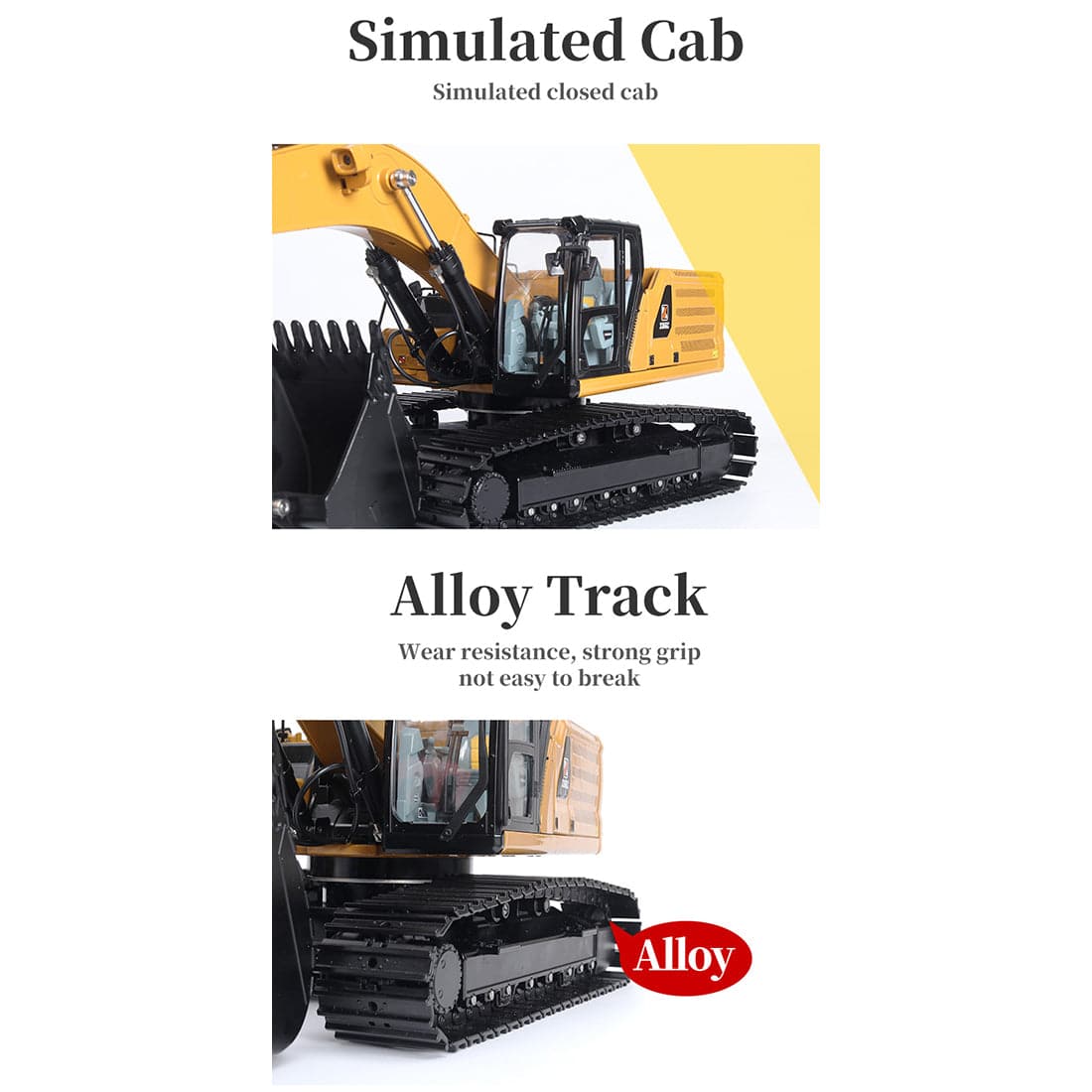 Huina 1/16 Scale RC Hydraulic Excavator All Metal 24CH Construction Vehicle RTR with Battery and Lights