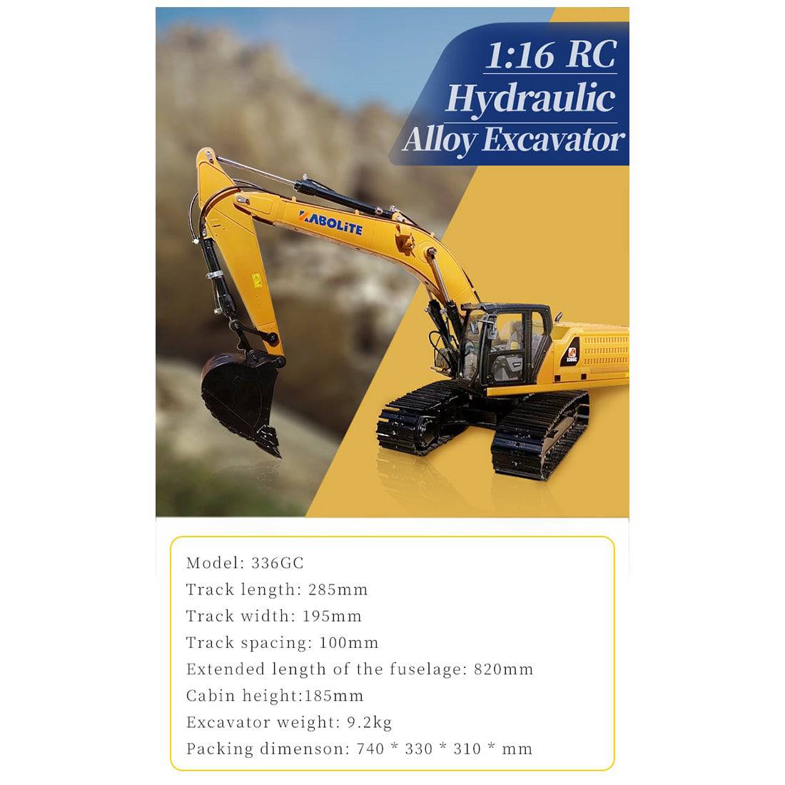 Huina 1/16 Scale RC Hydraulic Excavator All Metal 24CH Construction Vehicle RTR with Battery and Lights
