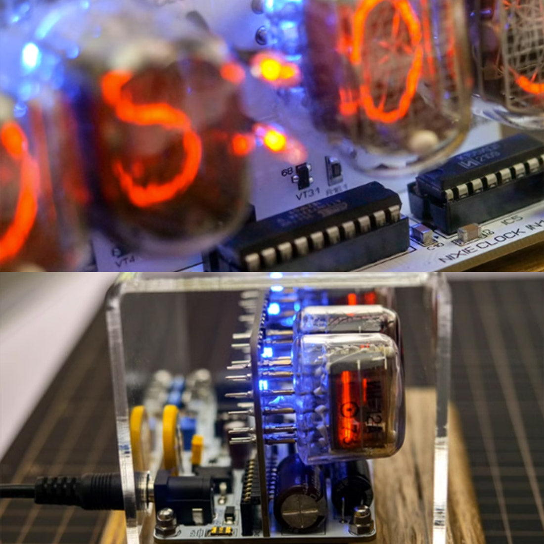 IN-12 Nixie Tube Clock Retro Soviet Style Digital Desktop Watch with Anti-Poisoning Program