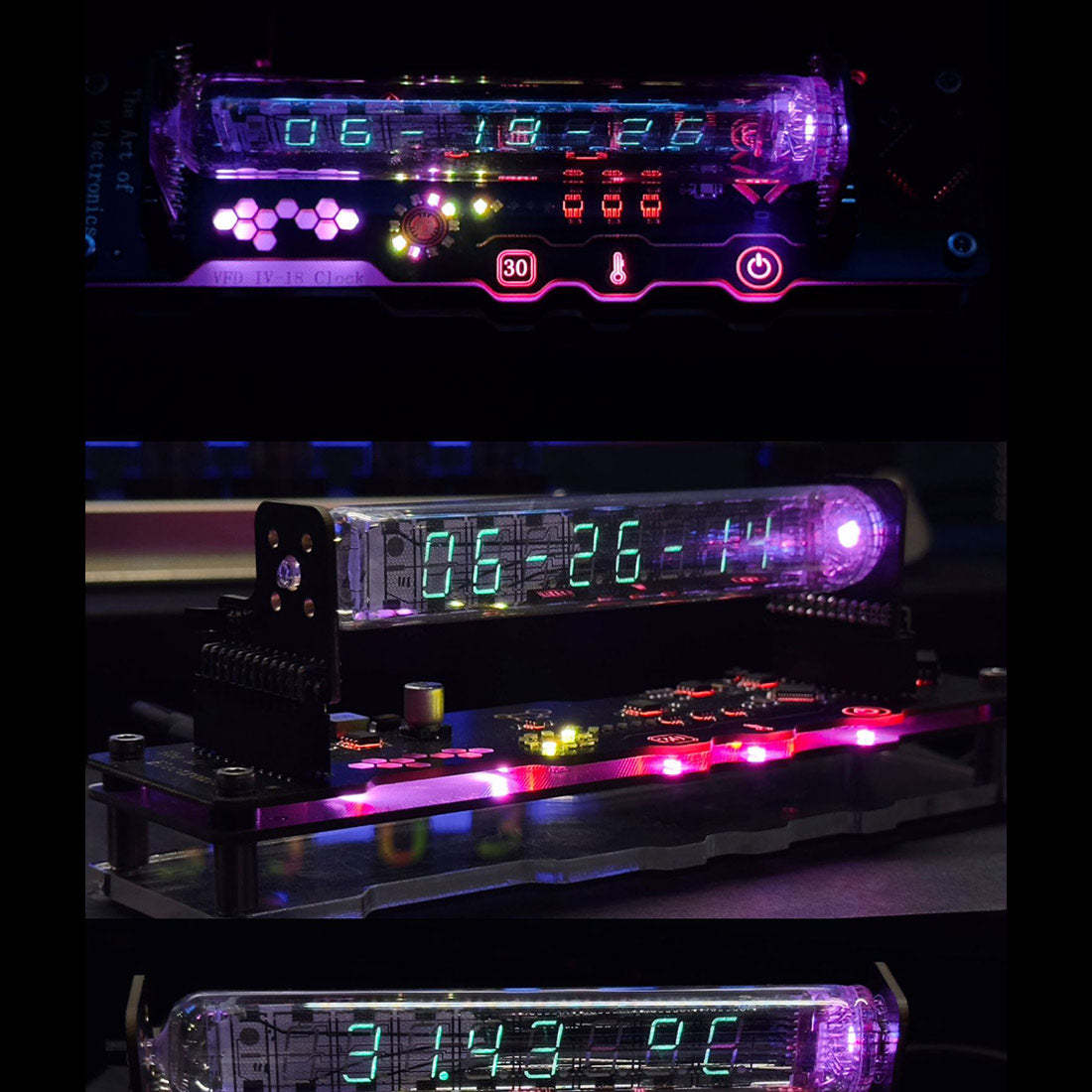 IV-18 VFD Vacuum Fluorescent Tube Clock Cyberpunk Desktop Ornament RGB Ambient Light