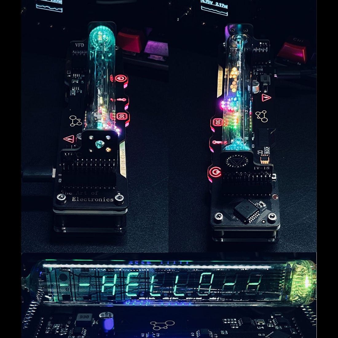 IV-18 VFD Vacuum Fluorescent Tube Clock Cyberpunk Desktop Ornament RGB Ambient Light