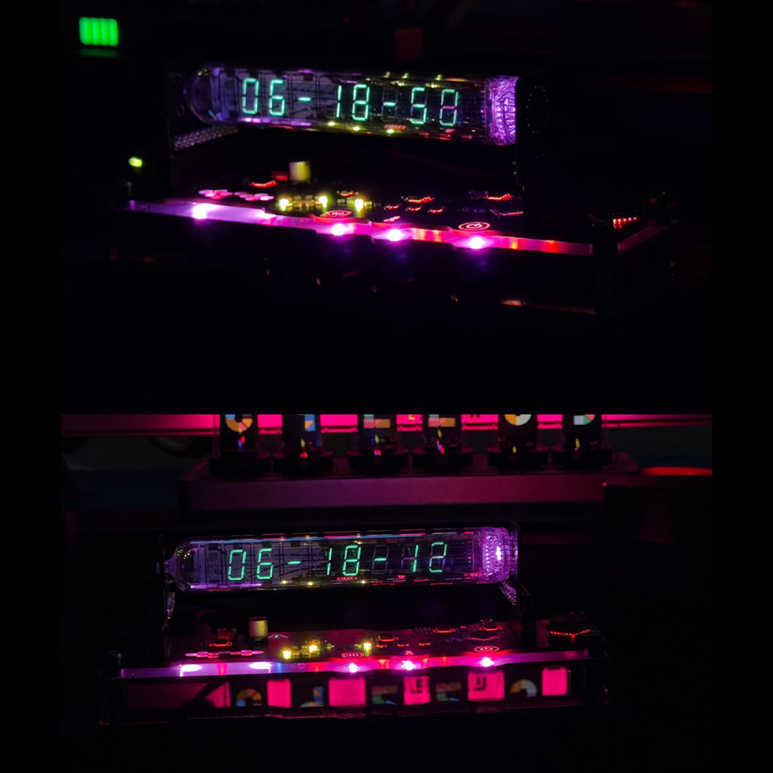 IV-18 VFD Vacuum Fluorescent Tube Clock Cyberpunk Desktop Ornament RGB Ambient Light
