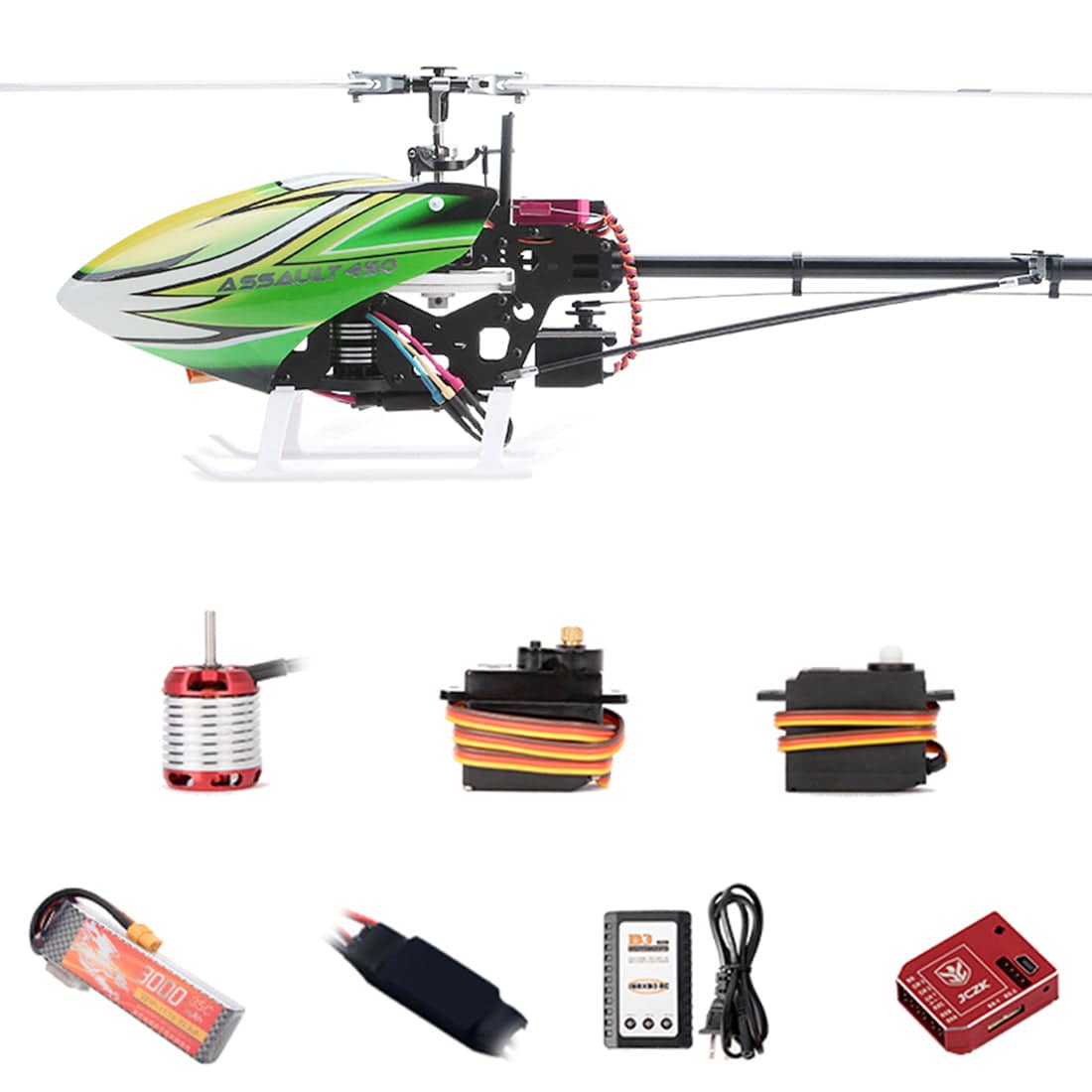 JCZK 450 DFC Flybarless 3D Aerobatic RC Helicopter Carbon Fiber Kit Green