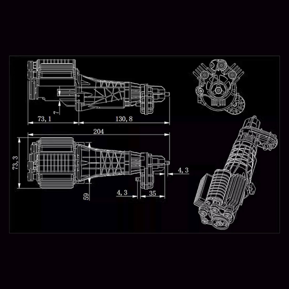 JDM-138 1/10 Scale RC V8 Engine Motor & 2-Speed Transmission Set for Crawler Modification