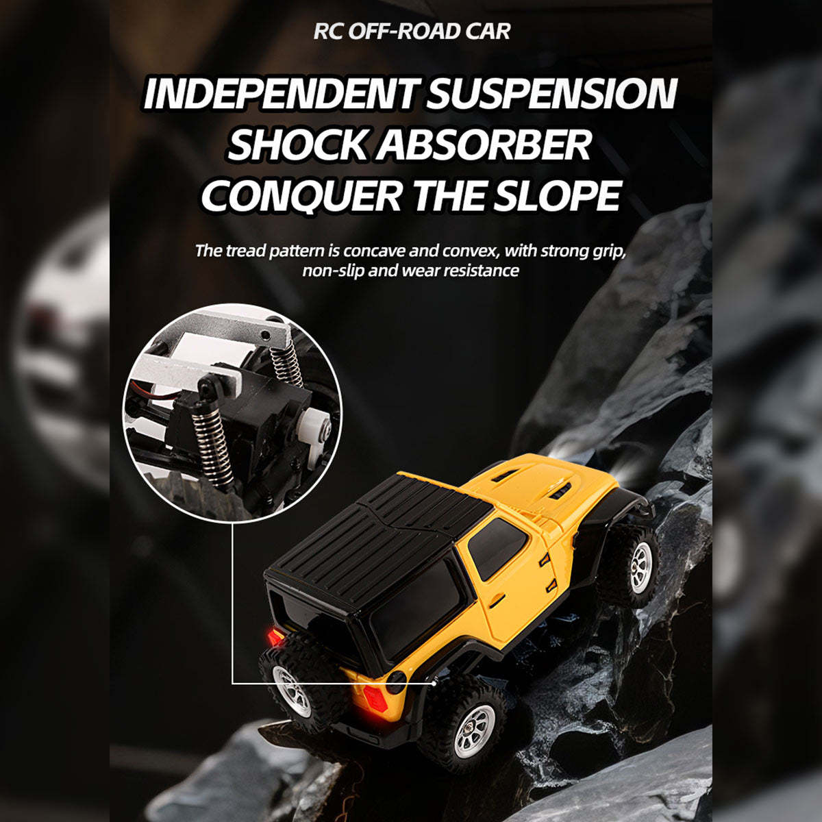 JIABAILE 3601 1/36 Scale Mini RC Rock Crawler 4WD Full Proportional Control Micro Offroad Car for Desk and Indoor Fun