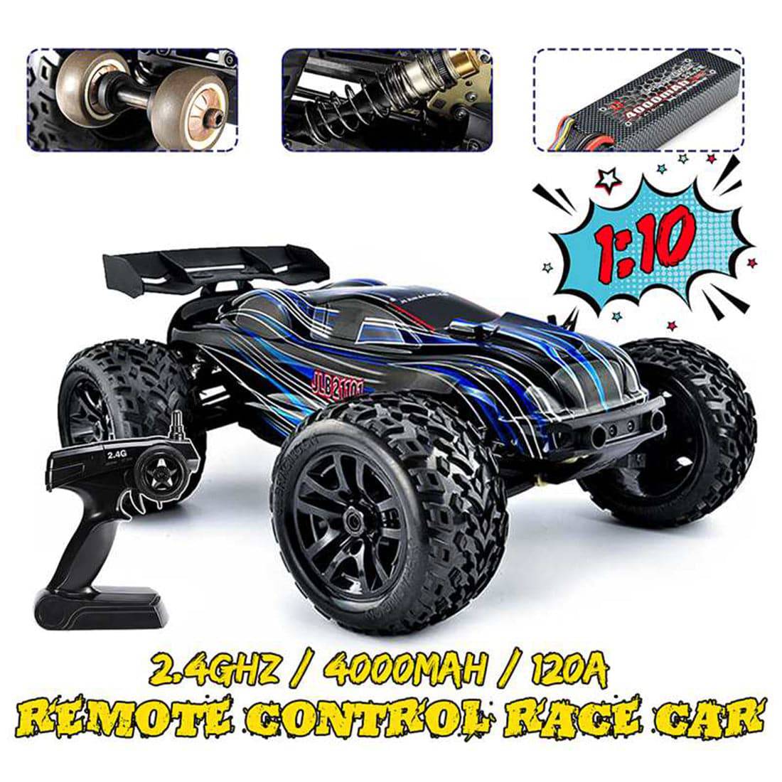 JLB Racing 21101 Cheetah 1/10 Scale 4WD Brushless Monster Truck RTR Waterproof High Speed Off-Road Vehicle