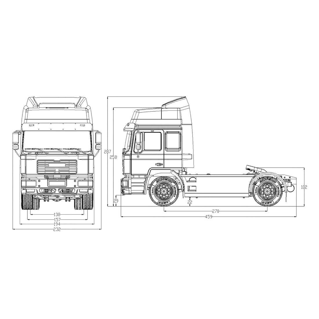 JXmodel 1/14 Scale 4x2 RC Truck Tractor All Metal Builder KIT