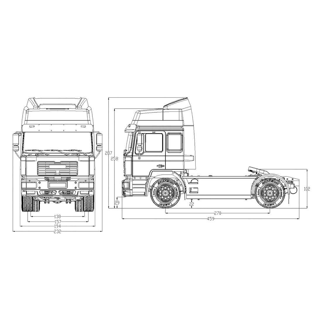 JXmodel 1/14 Scale 4x2 RC Truck Tractor All Metal Builder KIT