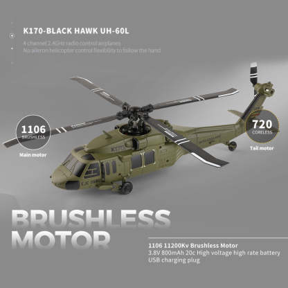 K170 UH-60L Black Hawk 1/70 Scale 4CH Brushless RC Helicopter RTF 6-Axis Gyro-helloworld7