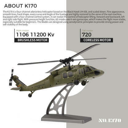 K170 UH-60L Black Hawk 1/70 Scale 4CH Brushless RC Helicopter RTF 6-Axis Gyro-helloworld7
