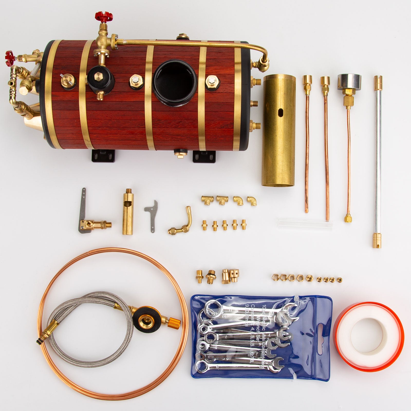 KACIO WS100L 850mL Horizontal Double-Combustion Steam Boiler Model for 1M+ RC Boat