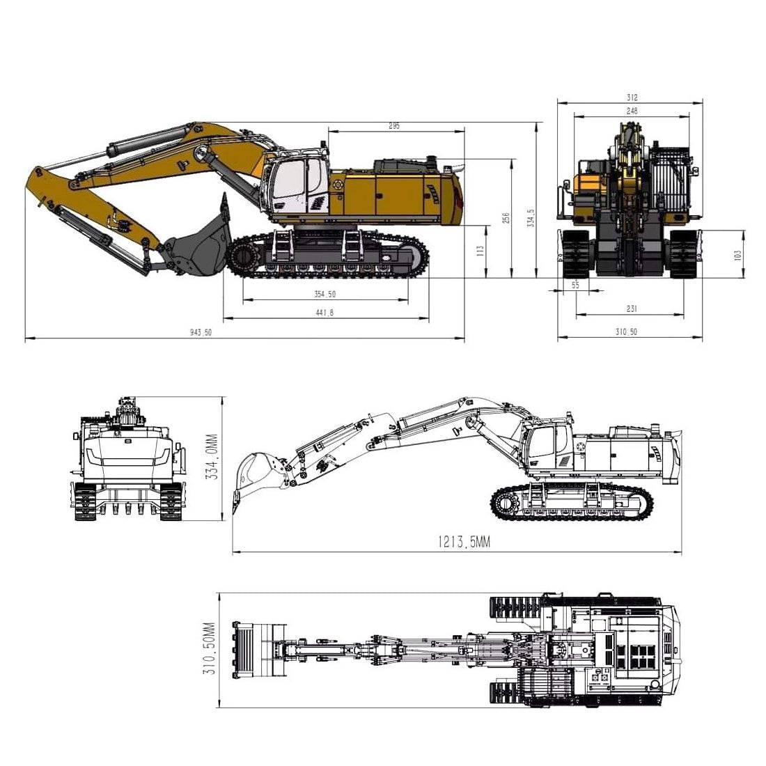 Kabolite K970 1/14 Scale RC Hydraulic Mining Excavator Heavy Duty All-Metal RTR Construction Model with FlySky PL18 Radio-helloworld7
