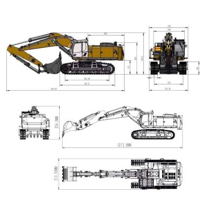 Kabolite K970 1/14 Scale RC Hydraulic Mining Excavator Heavy Duty All-Metal RTR Construction Model with FlySky PL18 Radio-helloworld7