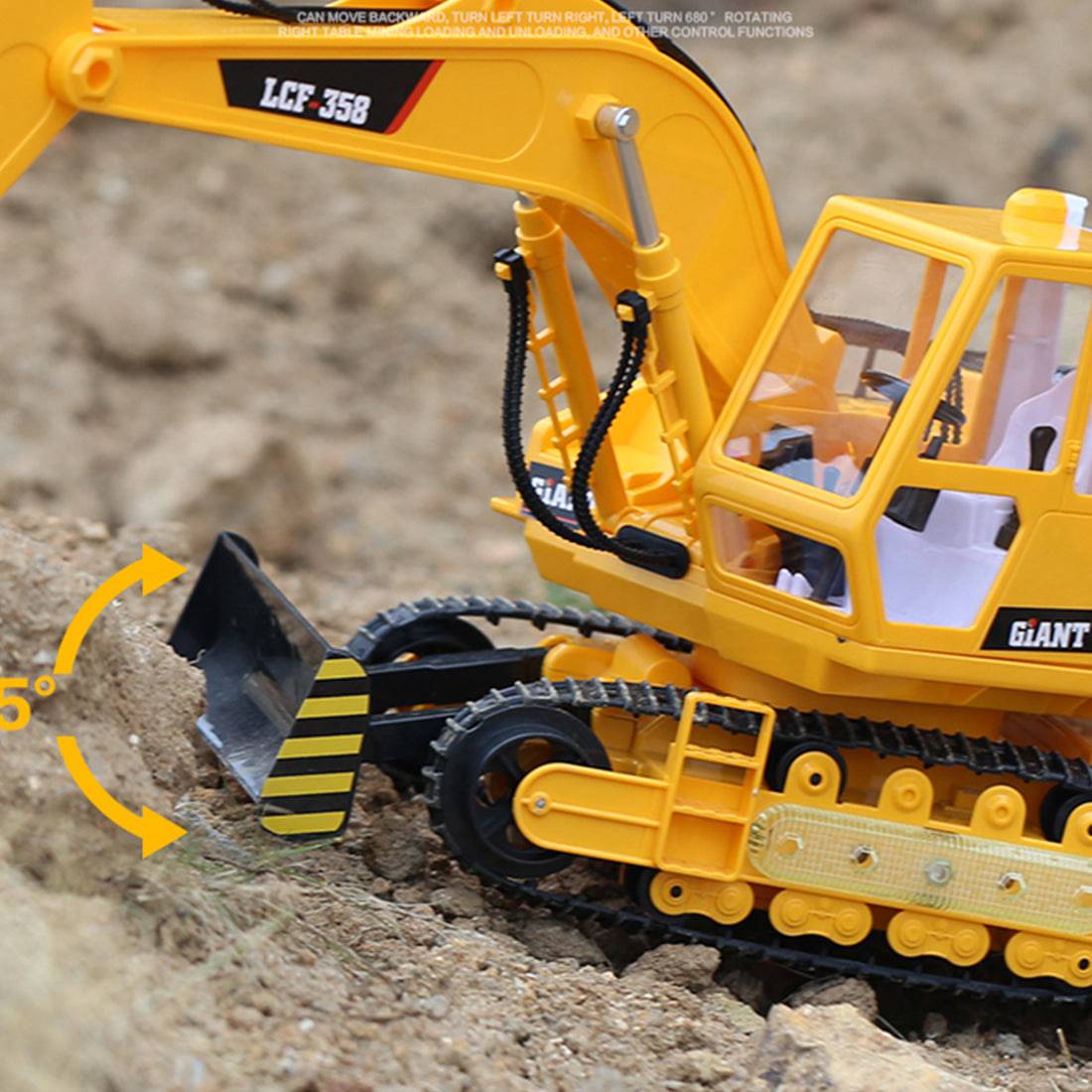 LCF 1/16 Scale 16-Channel RC Excavator 2.4GHz Heavy Duty Construction Vehicle with Realistic Smoke Light and Sound Effects-helloworld7