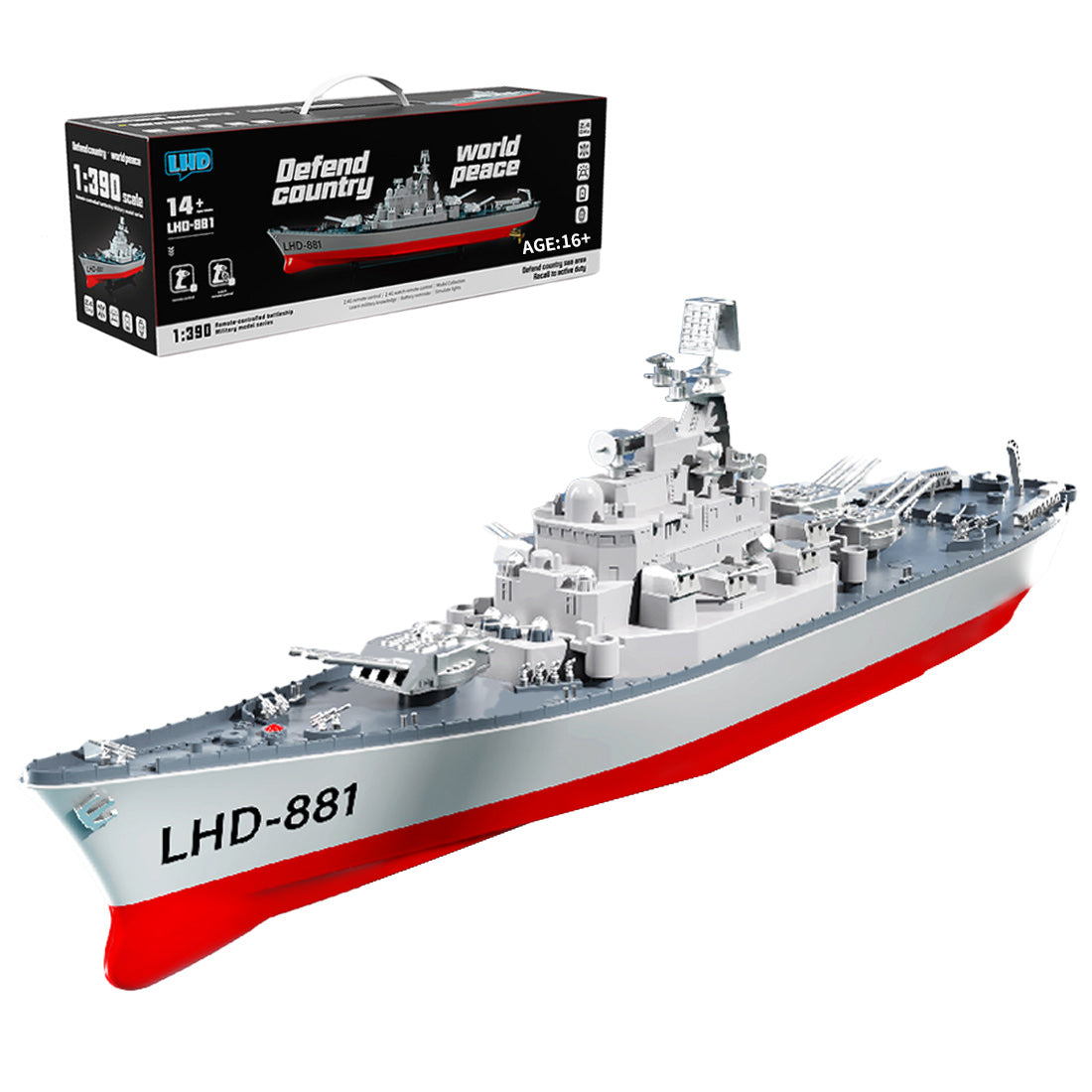 LHD-881 1/390 Scale 2.4G RC Battleship Model Twin-Engine Electric Warship