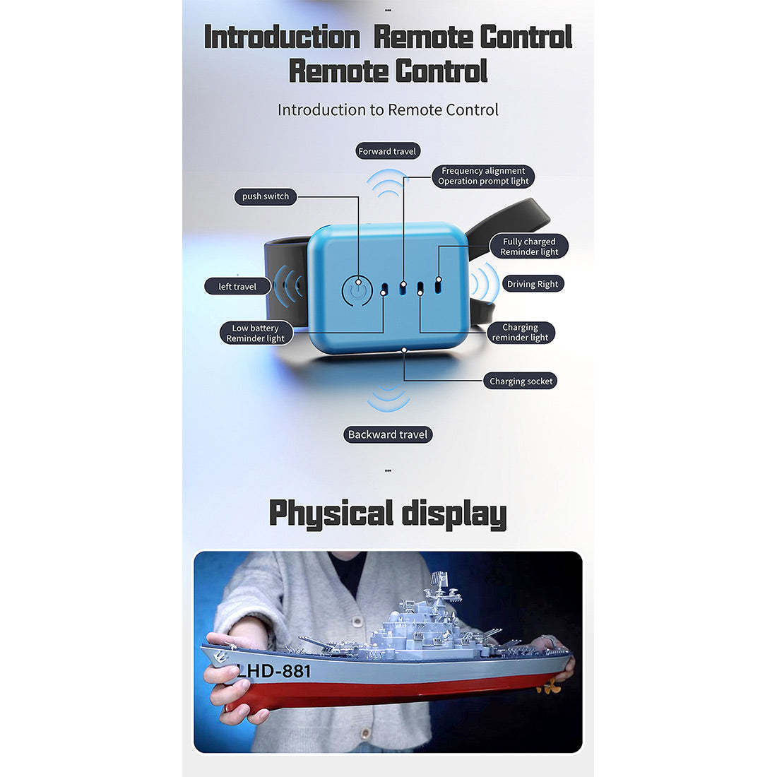 LHD-881 1/390 Scale 2.4G RC Battleship Model Twin-Engine Electric Warship-helloworld7