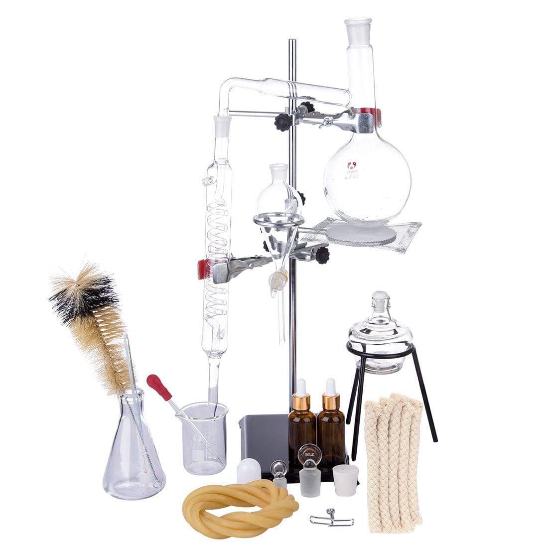 Laboratory Glass Distillation Kit Essential Oil Extractor & Water Distiller Set for Home Science