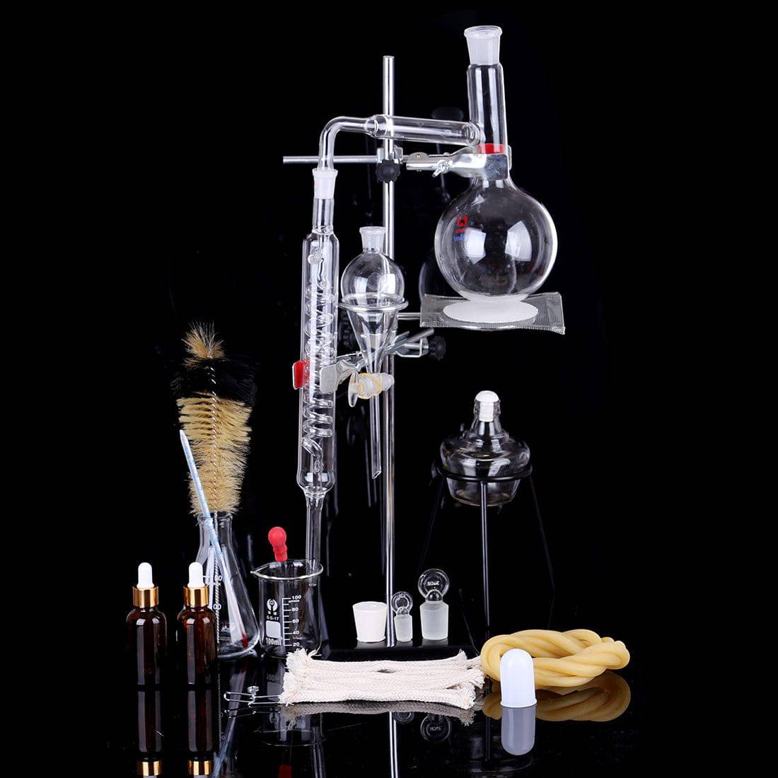 Laboratory Glass Distillation Kit Essential Oil Extractor & Water Distiller Set for Home Science