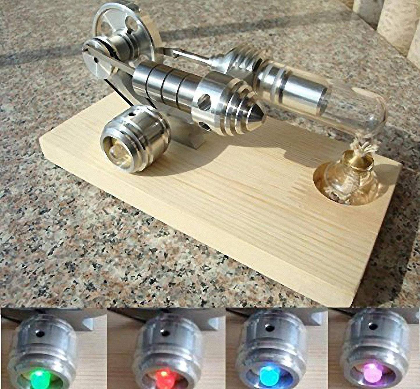 M14 High Speed Stirling Engine Kit Hot Air Motor Model with Colorful LED Generator