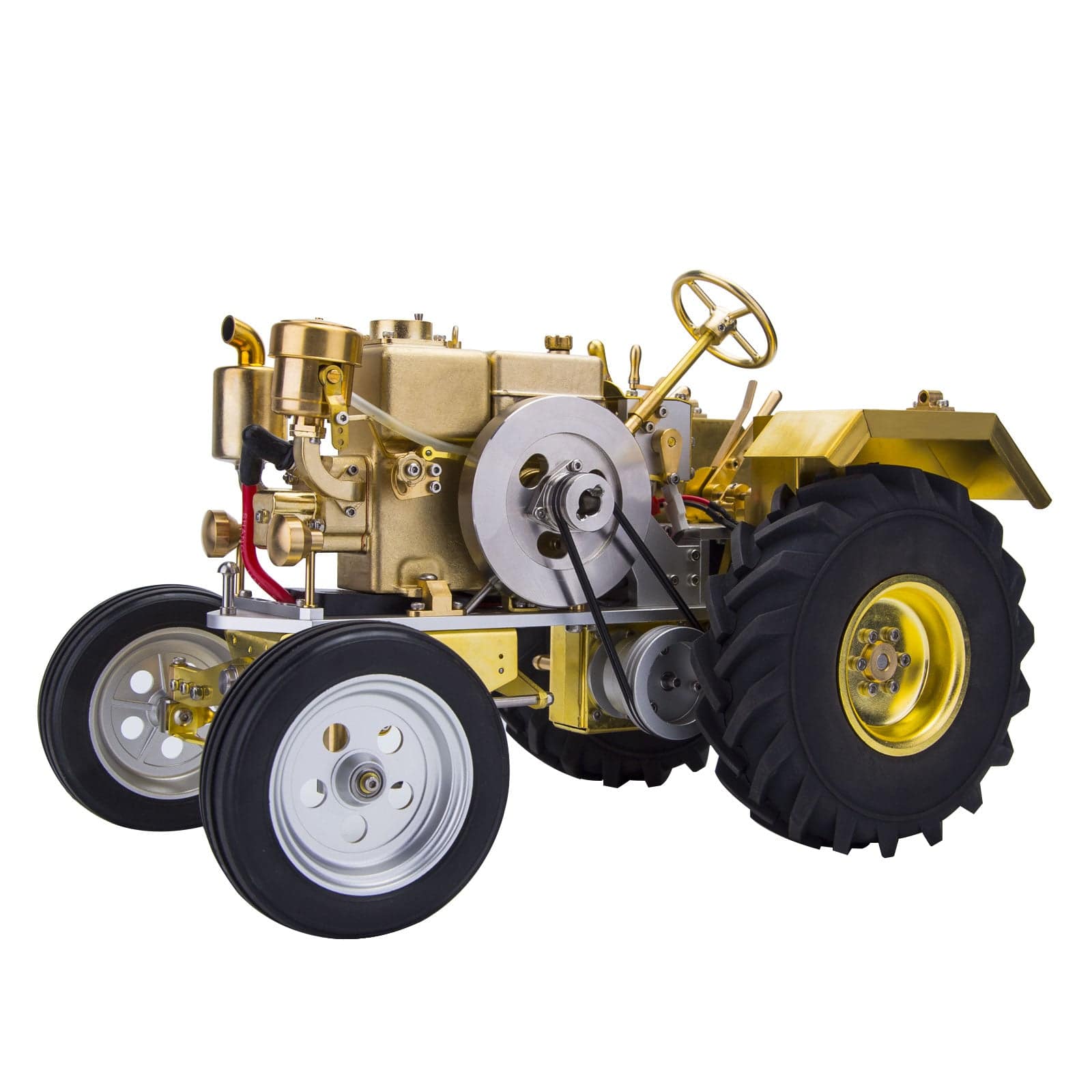 M16 Horizontal Engine Gas Powered Brass Road Roller Tractor Model with 3-Speed Gearbox