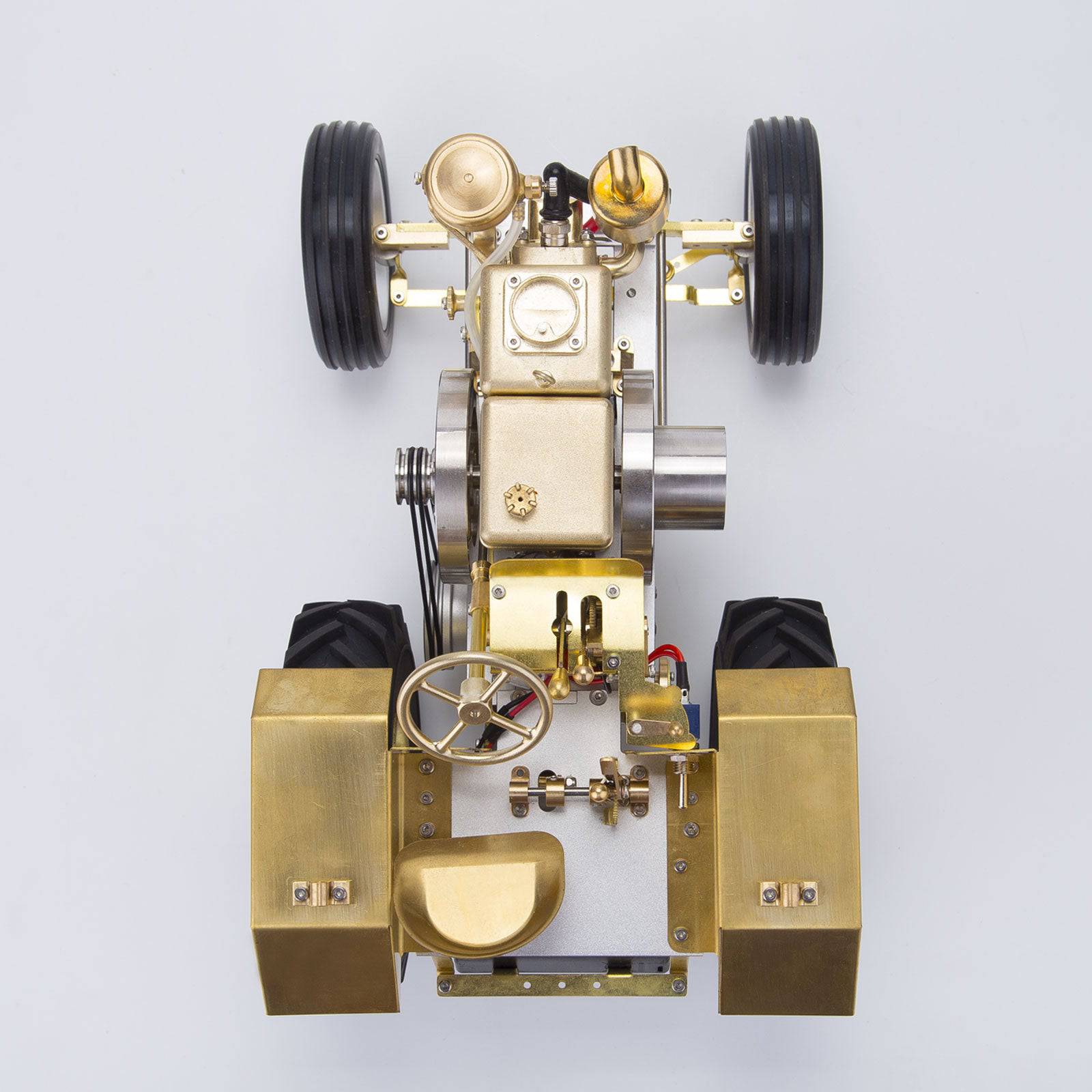 M16 Horizontal Engine Gas Powered Brass Road Roller Tractor Model with 3-Speed Gearbox