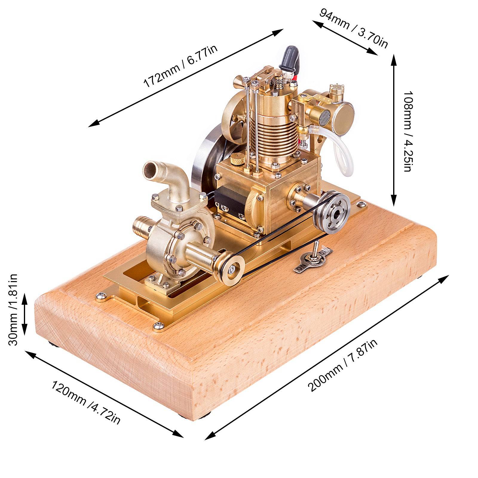 M16C 1.6cc Mini Vertical 4 Stroke Gas Engine Model with Brass Water Pump