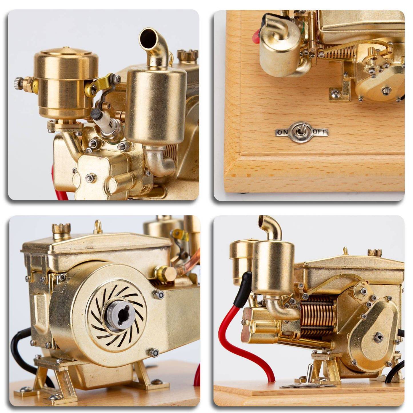 M21 1.9cc Horizontal 4-Stroke Gasoline Engine Model Brass Retro Farm Tractor Motor Gift