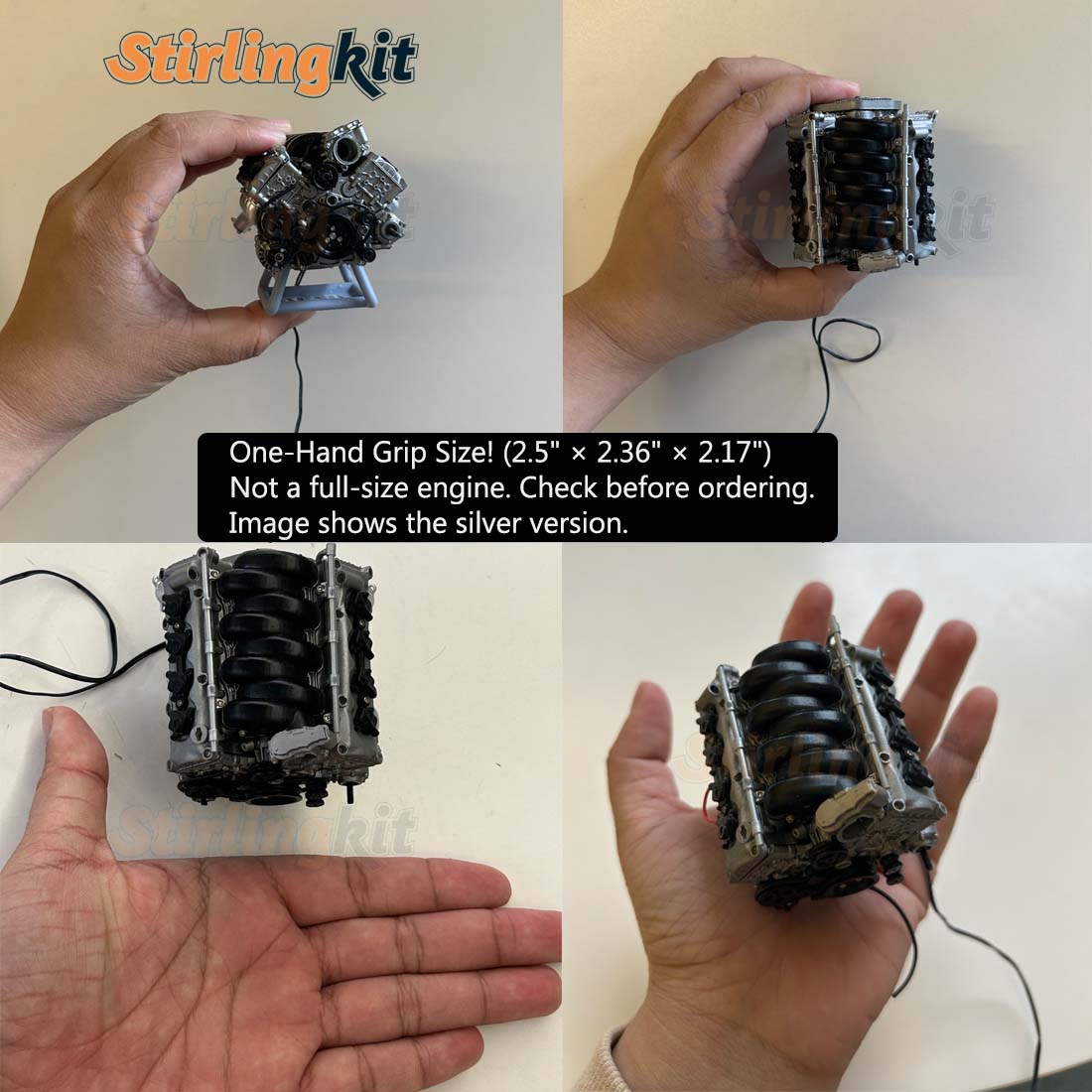 MAD RC Unpainted V8 Engine Model Kit: Motorized DIY Scale Accessory for SCX10 Capra