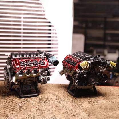 MAD RC Unpainted V8 Engine Model Kit: Motorized DIY Scale Accessory for SCX10 Capra