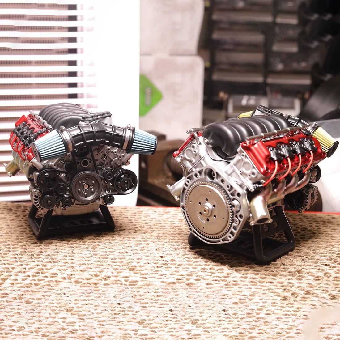 MAD RC Unpainted V8 Engine Model Kit: Motorized DIY Scale Accessory for SCX10 Capra