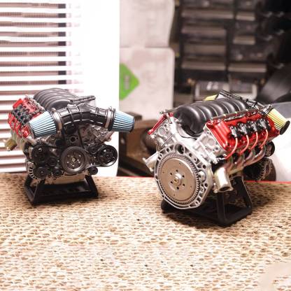 MAD RC Unpainted V8 Engine Model Kit: Motorized DIY Scale Accessory for SCX10 Capra