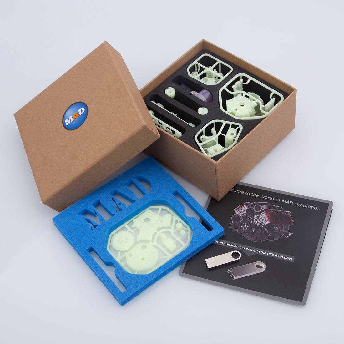 MAD RC Unpainted V8 Engine Model Kit: Motorized DIY Scale Accessory for SCX10 Capra