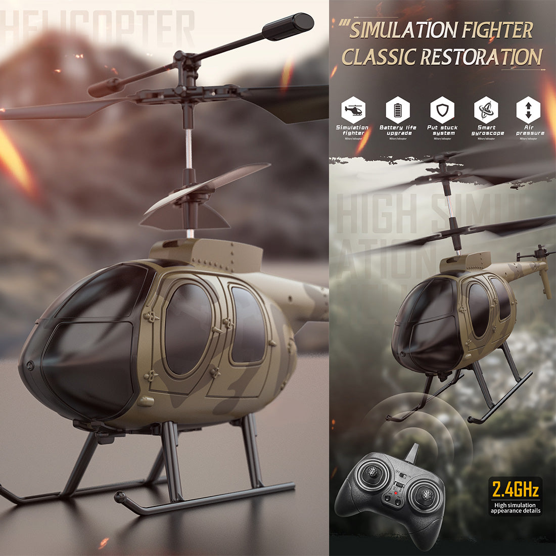 MD500 4CH 6-Axis Gyro Mini RC Helicopter with Camera & Altitude Hold RTF Green