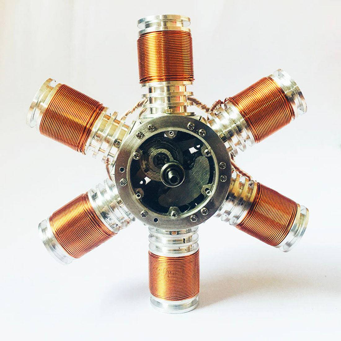 Metal 6-Cylinder Radial Electromagnetic Engine Model Brushless Motor Science Gift