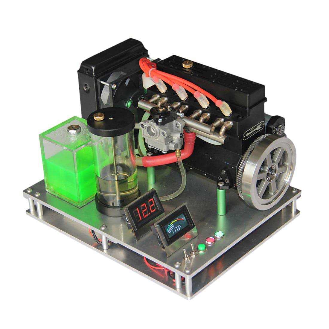 Metal Display Base Stand with Ignition Switch for Inline 4 Cylinder Gas Engine Model
