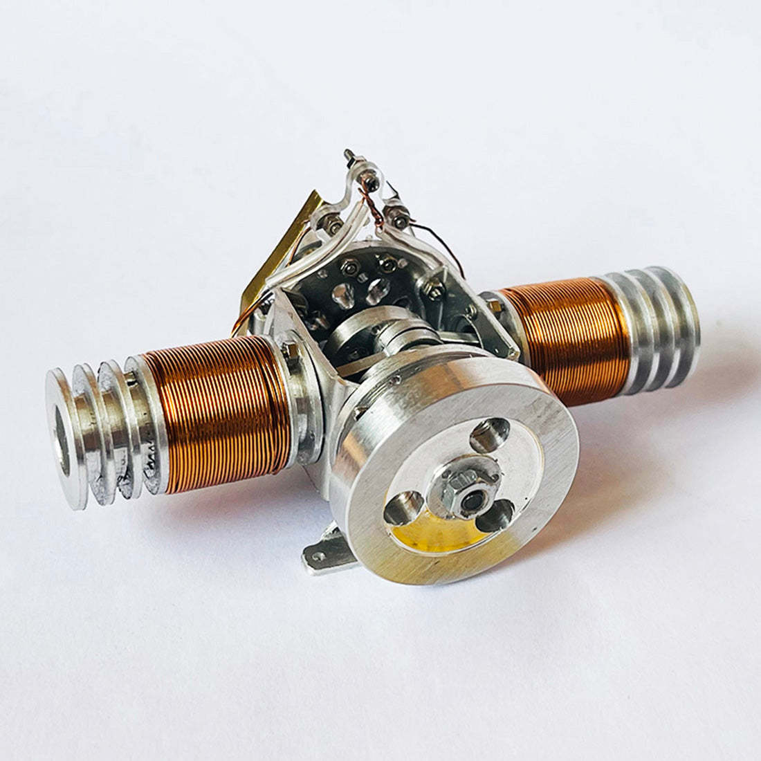 Metal Flat-Twin Solenoid Engine Model Brushless Electromagnetic Motor for RC Car & Desk Decor