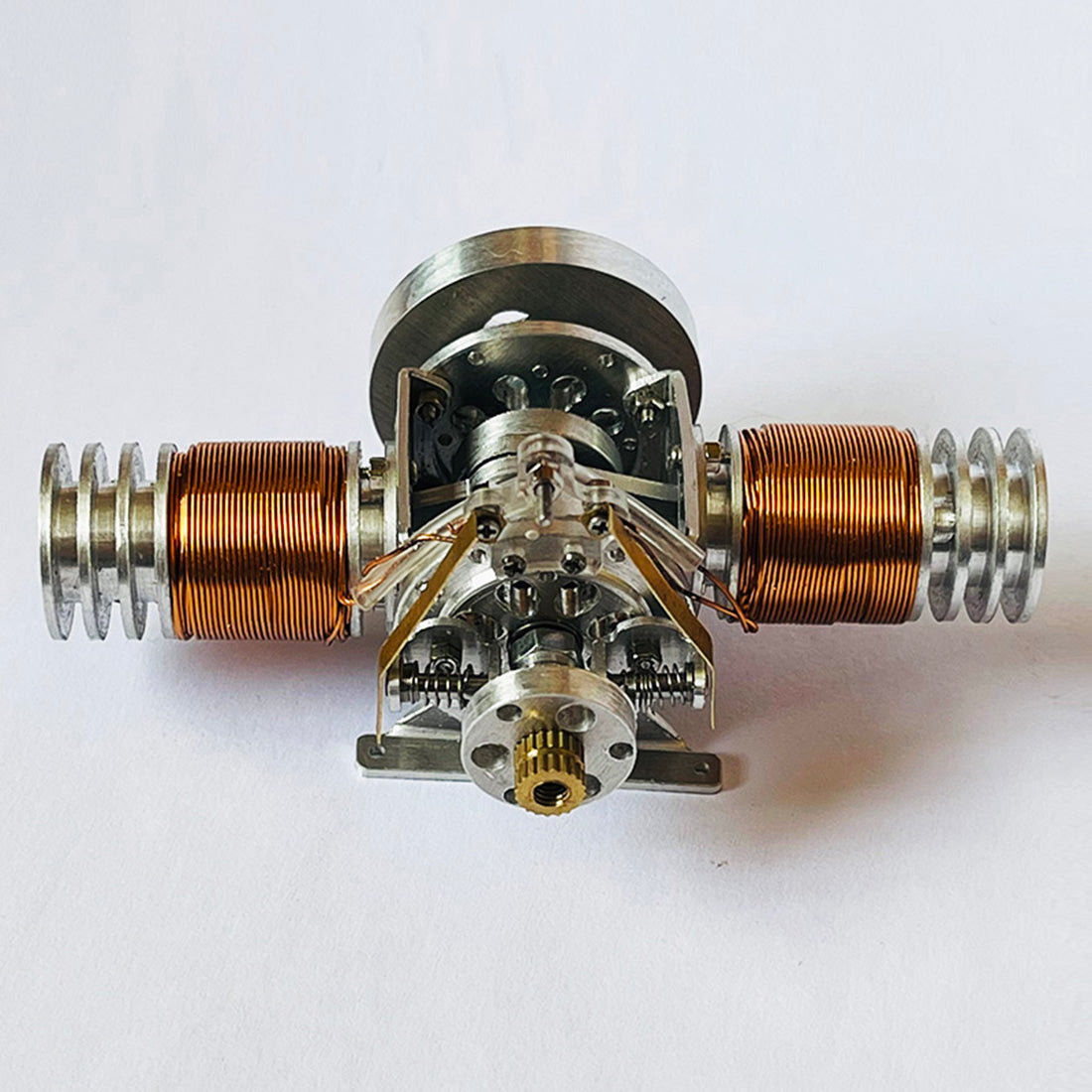 Metal Flat-Twin Solenoid Engine Model Brushless Electromagnetic Motor for RC Car & Desk Decor