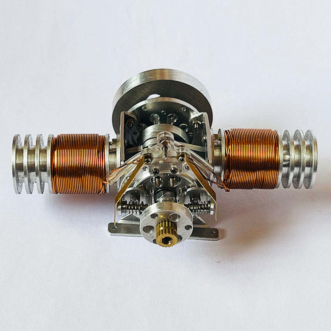 Metal Flat-Twin Solenoid Engine Model Brushless Electromagnetic Motor for RC Car & Desk Decor