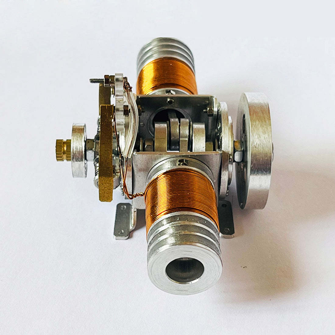Metal Flat-Twin Solenoid Engine Model Brushless Electromagnetic Motor for RC Car & Desk Decor