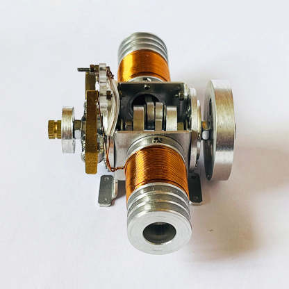 Metal Flat-Twin Solenoid Engine Model Brushless Electromagnetic Motor for RC Car & Desk Decor