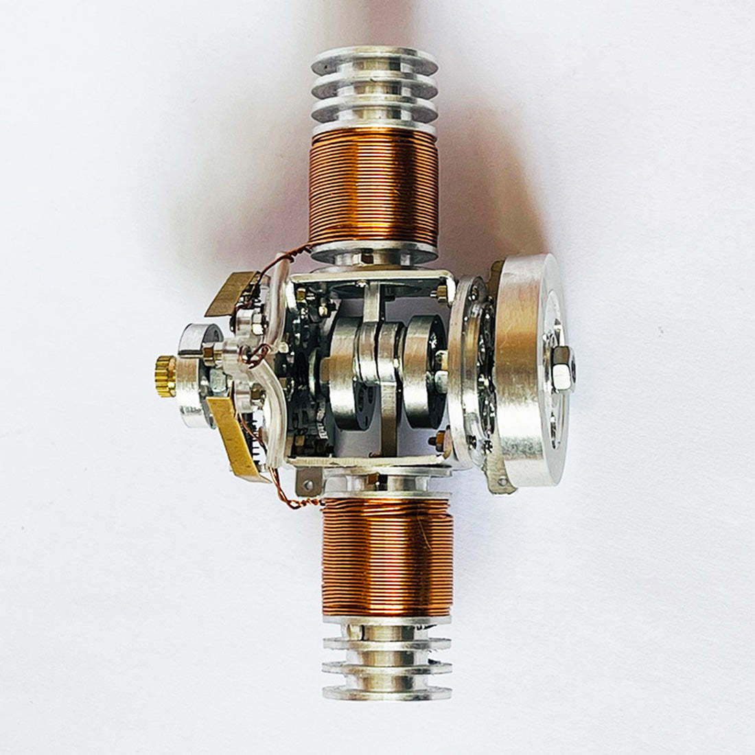 Metal Flat-Twin Solenoid Engine Model Brushless Electromagnetic Motor for RC Car & Desk Decor