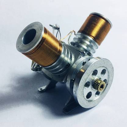 Metal V2 Electromagnetic Reciprocating Engine Model Solenoid Motor Physics Science Gift