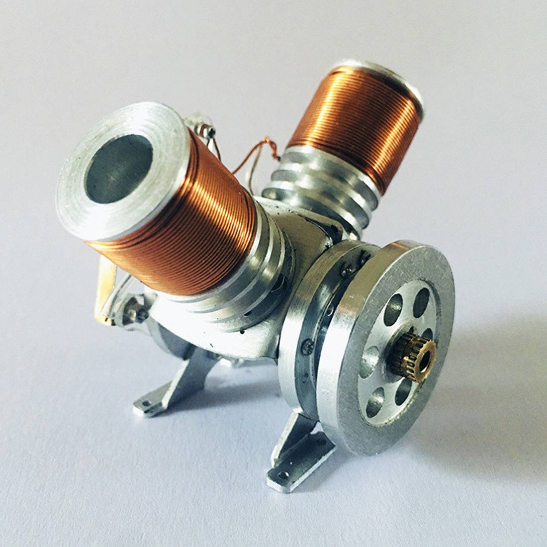 Metal V2 Electromagnetic Reciprocating Engine Model Solenoid Motor Physics Science Gift
