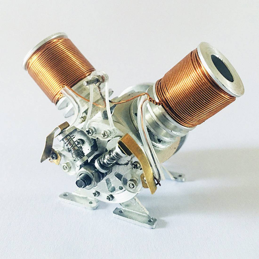 Metal V2 Electromagnetic Reciprocating Engine Model Solenoid Motor Physics Science Gift