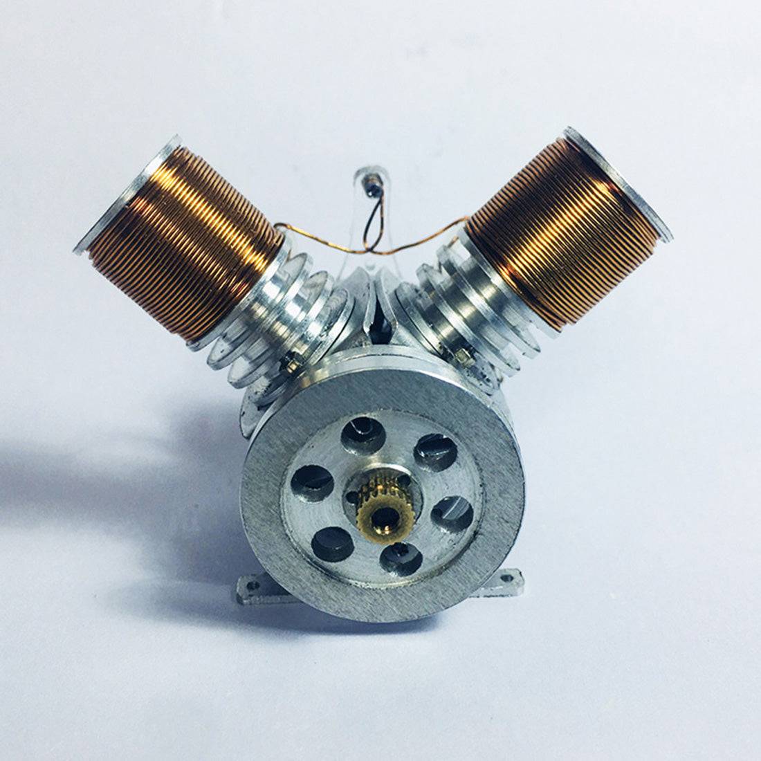 Metal V2 Electromagnetic Reciprocating Engine Model Solenoid Motor Physics Science Gift