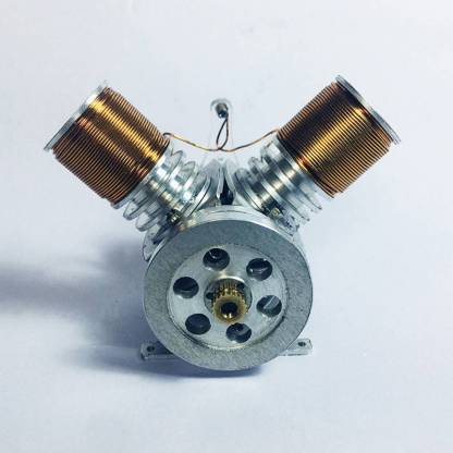Metal V2 Electromagnetic Reciprocating Engine Model Solenoid Motor Physics Science Gift